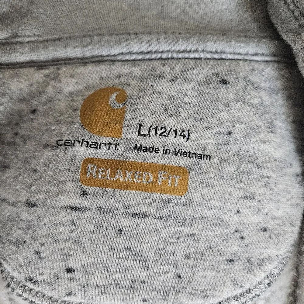 Carhartt Hoodie Womens L 11-14 Grey Clarksburg Full Zip Sweatshirt Pullover - Picture 9 of 9